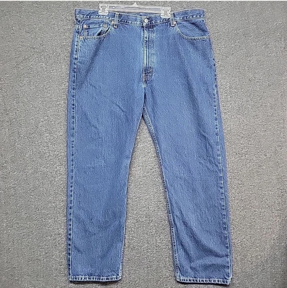 Levi 505 Straight Dark Wash Blue Jeans, Men's Size 43 X 33"
